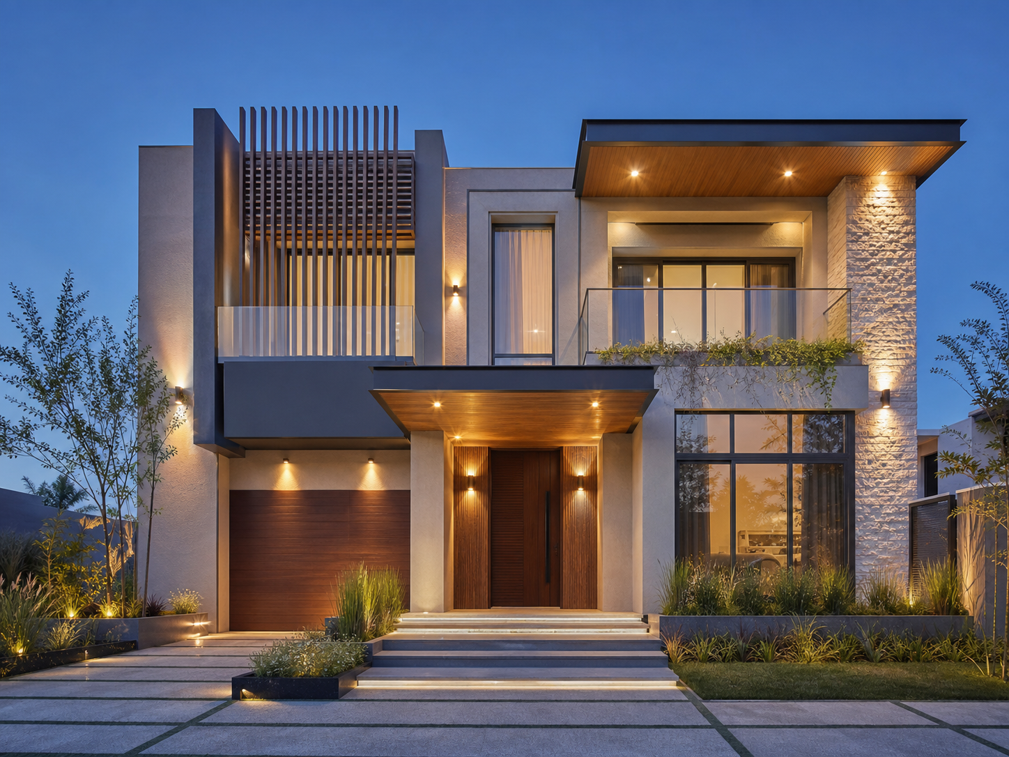 Contemporary residential elevation design
